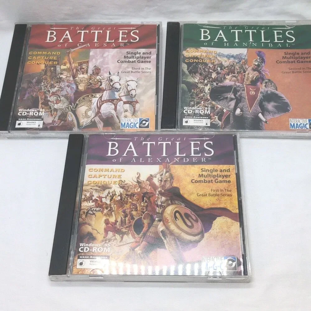 Set Of (3) The Great Battles PC Games Alexander Hannibal Caesar